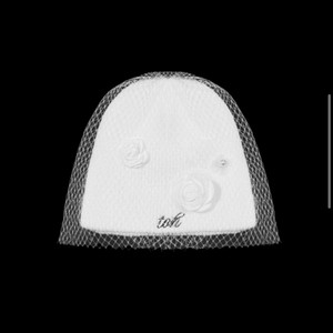 [새상품] TOH 티오에이치 로즈 베일 비니 화이트 이미지