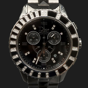 디올 38MM 스틸 쿼츠 다이아 베젤 크로노그래프 메탈 밴드 공용 시계 / CD114316