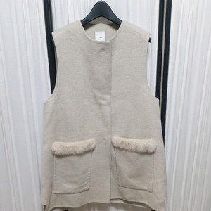 구호 울 캐시미어혼방 주머니 밍크퍼 베스트 조끼/55