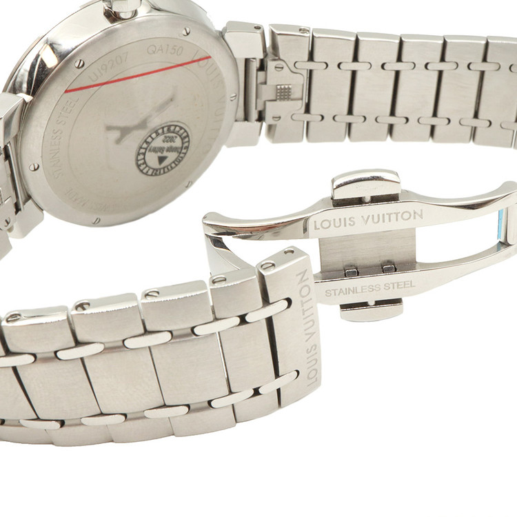 루이비통 땅부르 슬림 블루 메탈 밴드 쿼츠 남여공용 시계 / QA150Z--7