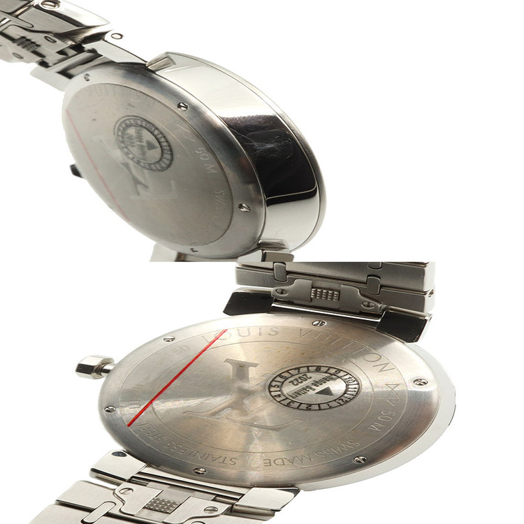 루이비통 땅부르 슬림 블루 메탈 밴드 쿼츠 남여공용 시계 / QA150Z--6