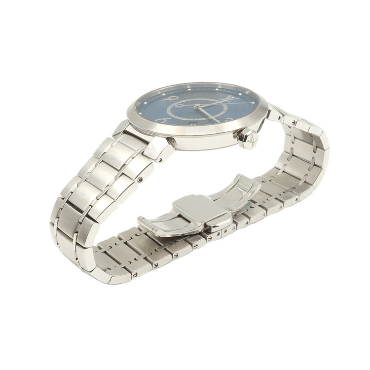 루이비통 땅부르 슬림 블루 메탈 밴드 쿼츠 남여공용 시계 / QA150Z--2