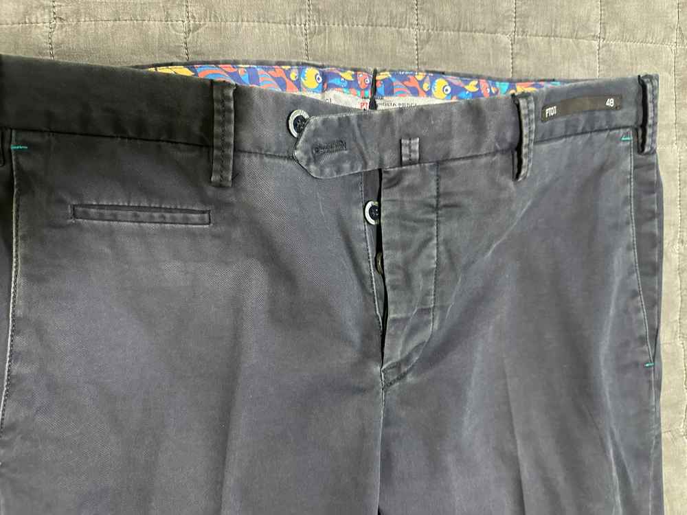 이태리 브랜드 PT01 네이비 면바지 48 사이즈(슬림핏)--4