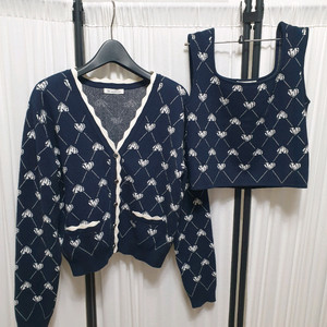 잇미샤 패턴 니트 가디건+자가드 니트 탑/세트/55