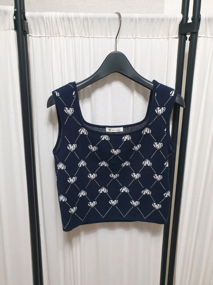 잇미샤 패턴 니트 가디건+자가드 니트 탑/세트/55--4