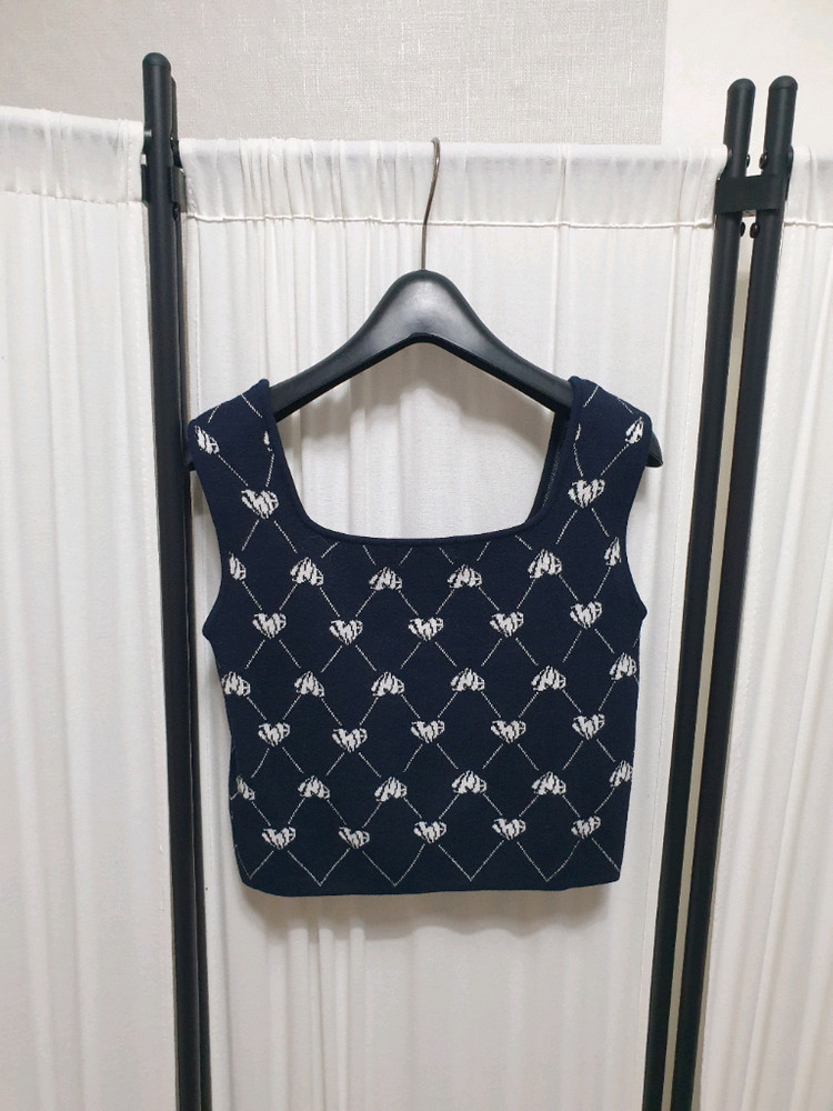 잇미샤 패턴 니트 가디건+자가드 니트 탑/세트/55--5