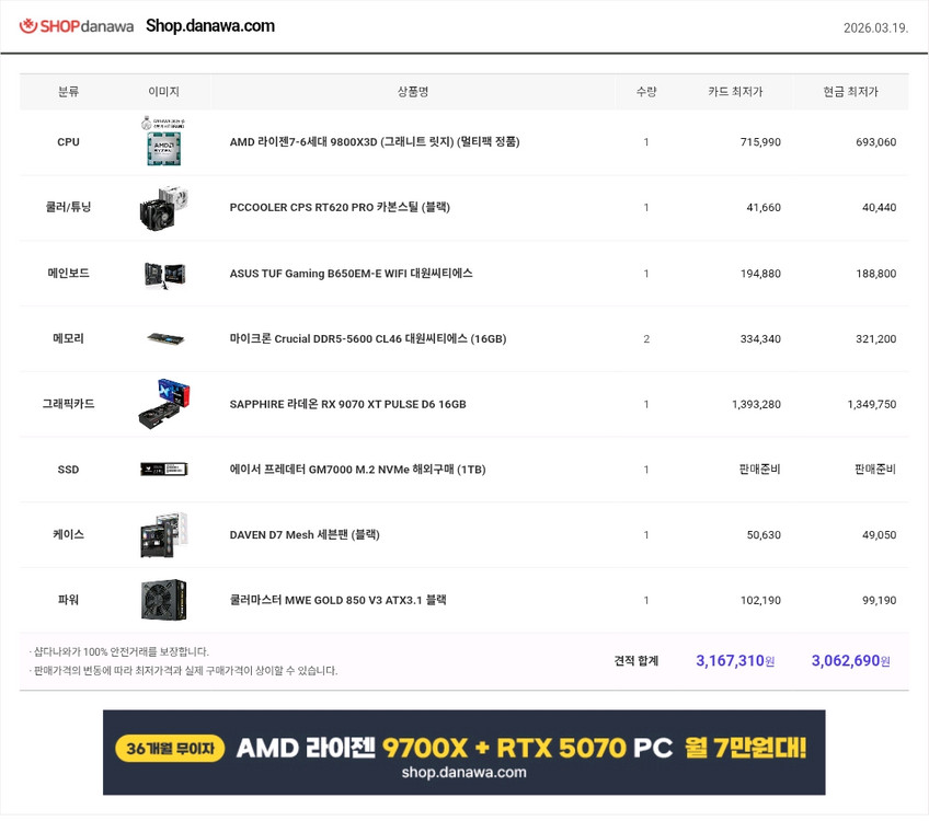9800X3D, 사파이어 9070XT, DDR5 32GB, SSD 1TB 고사양 게이밍 PC 데스크탑 새제품--3