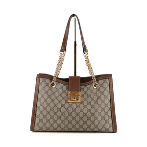 [중고명품다올] 구찌 GG 수프림 패드락 미디움 체인 숄더백 브라운 479197 이미지