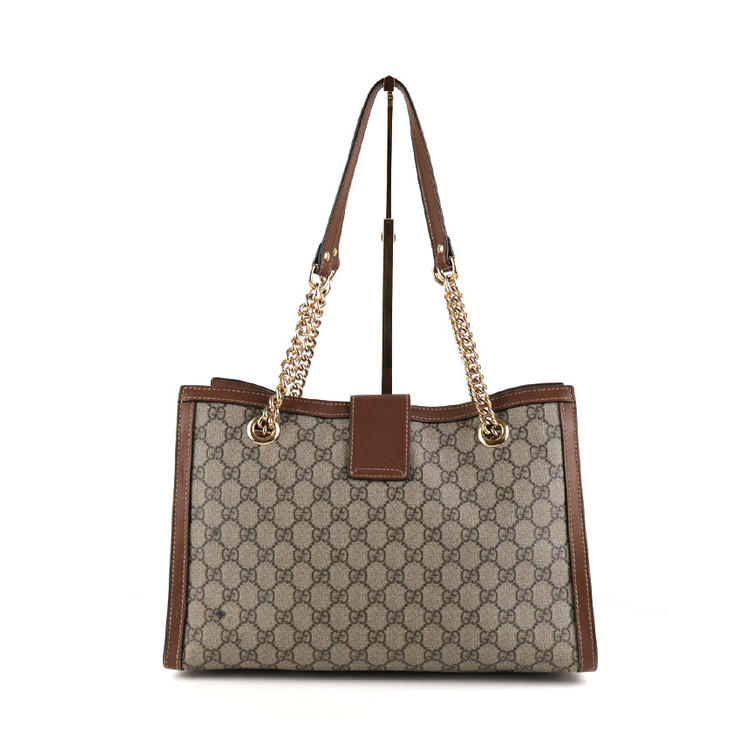 [중고명품다올] 구찌 GG 수프림 패드락 미디움 체인 숄더백 브라운 479197 이미지