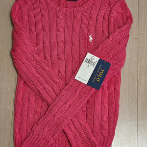 [새상품] 로지 핑크 폴로 피마코튼 케이블 니트(S)