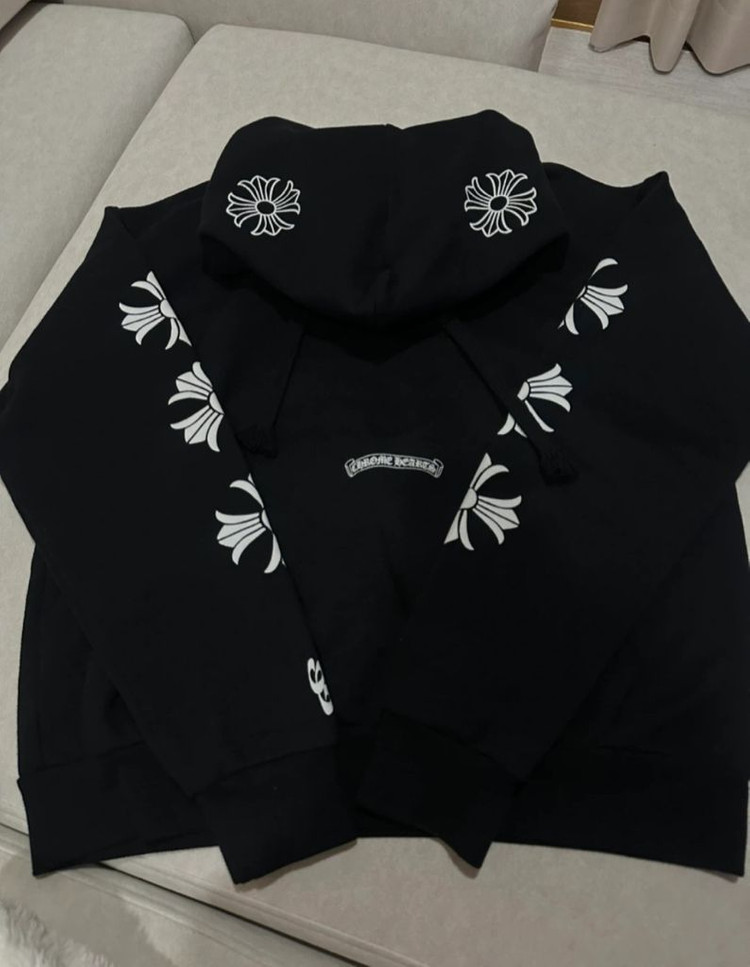 S 크롬하츠 x 드레이크 서티파이드 러버 보이 후드 블랙 - 한정판 이미지