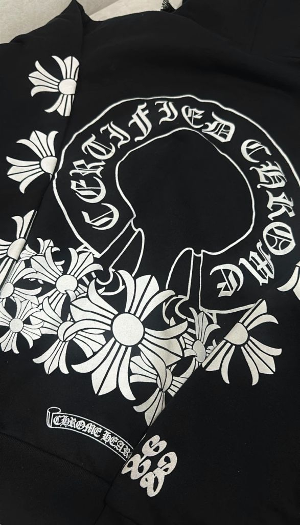 S 크롬하츠 x 드레이크 서티파이드 러버 보이 후드 블랙 - 한정판 이미지