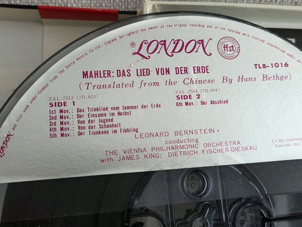 민트급 오리지날 릴테이프 번스타인이 빈 필과 협연한 말러<대지의 노래> 릴데크 오디오 테이프--9