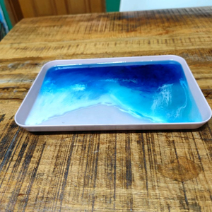 핸드메이드 레진 플루이드 아트 핑크샌드 바다 트레이