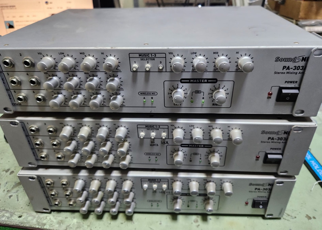 노래방,교회,영업장 등 3채널 6개마이크 믹싱 앱프 PA-303A--4