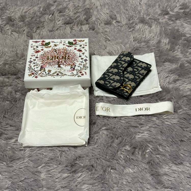 [풀구성] 디올 오블리크 새들 플랩 카드지갑 베이지 이미지