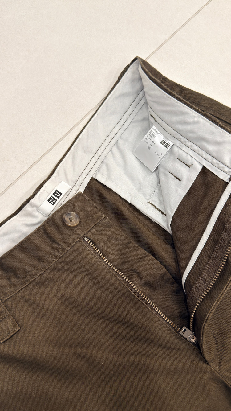 재팬 유니클로 와이드 핏 치노 팬츠 / 다크브라운 / 82--2