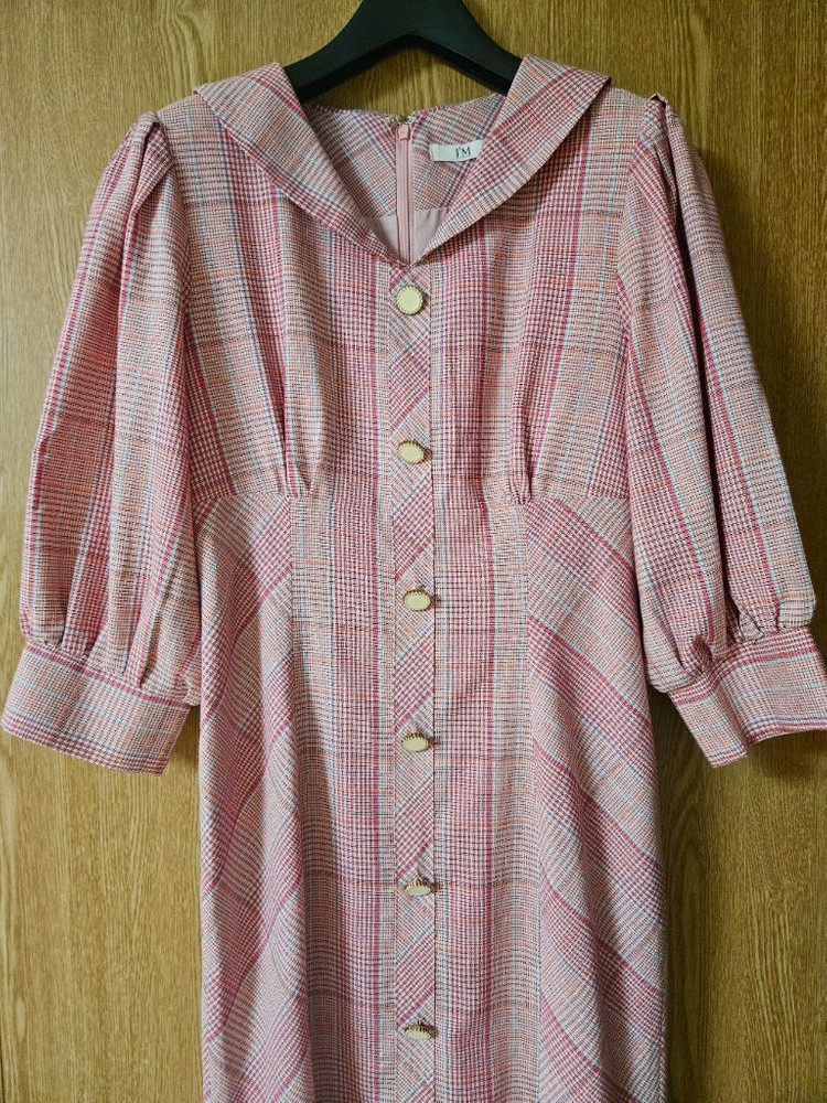 잇미샤 믹스 체크 머메이드 롱 원피스 이미지