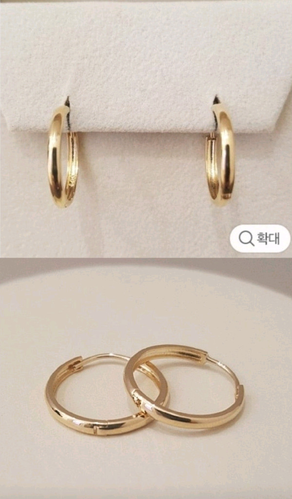 로제도르 14K 원터치 귀걸이 로즈골드/골든듀 14k 링귀걸이 이미지