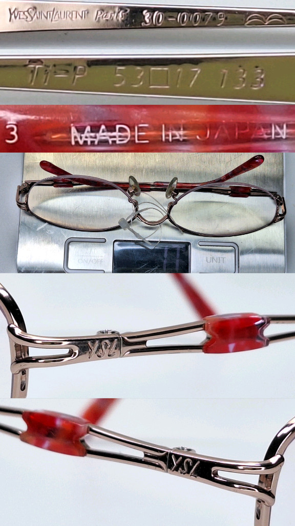입생로랑 30-0079 순 티타늄 반무테 안경테 명품 일본 제조 수입 패션 아이웨어 y2k 빈티지 레트로 클래식--3