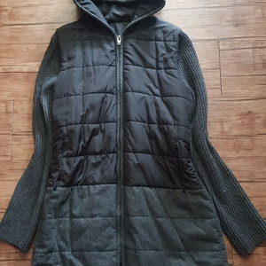 여성 66 투톤 후드 점퍼 반코트 베스티벨리 롱쟈켓 롱가디건