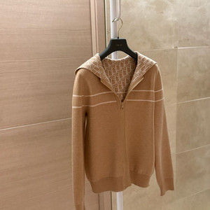 디올 캐시미어 리버서블 후드 지퍼 가디건