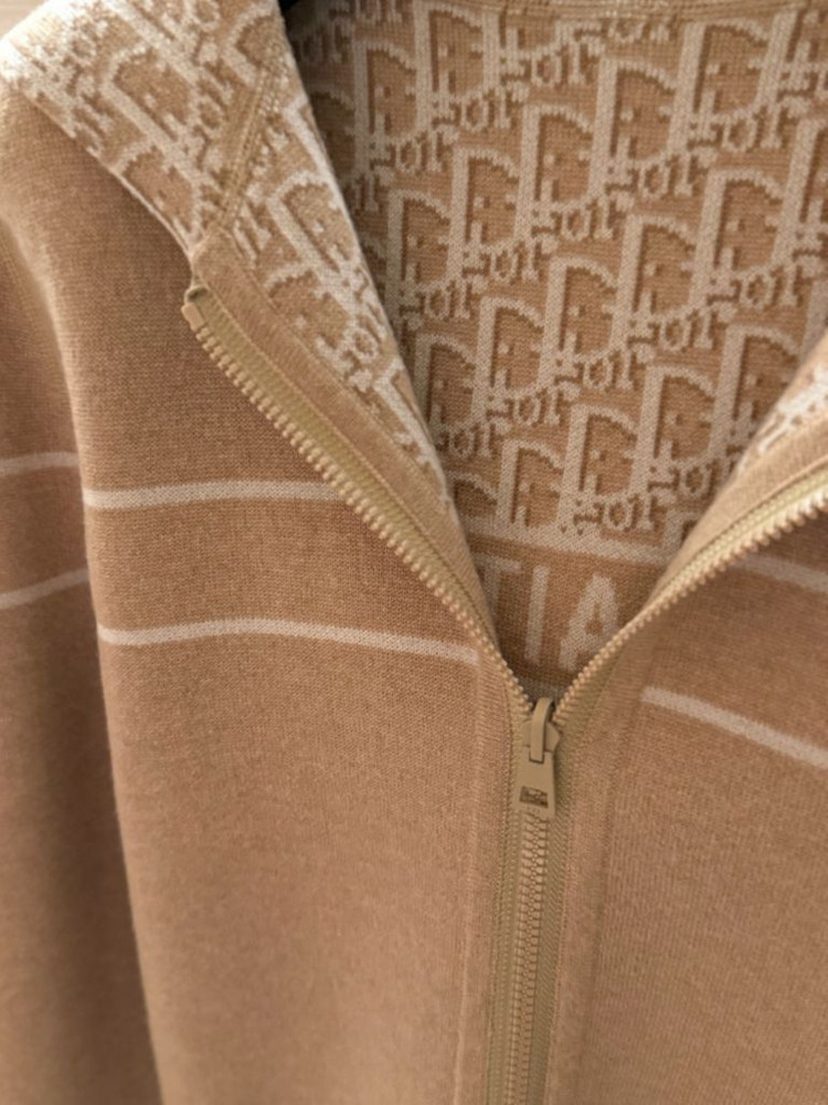 디올 캐시미어 리버서블 후드 지퍼 가디건--4