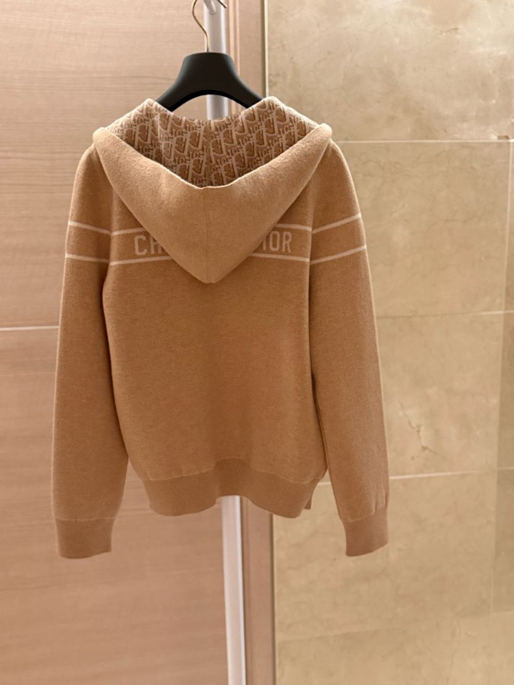 디올 캐시미어 리버서블 후드 지퍼 가디건--5