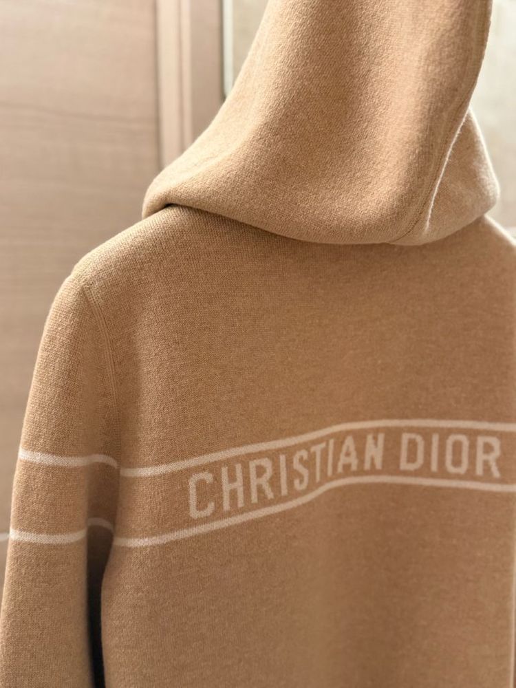 디올 캐시미어 리버서블 후드 지퍼 가디건--6