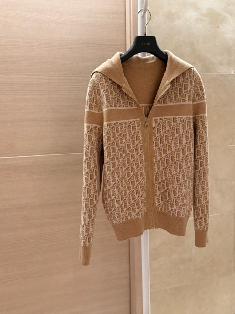 디올 캐시미어 리버서블 후드 지퍼 가디건--7