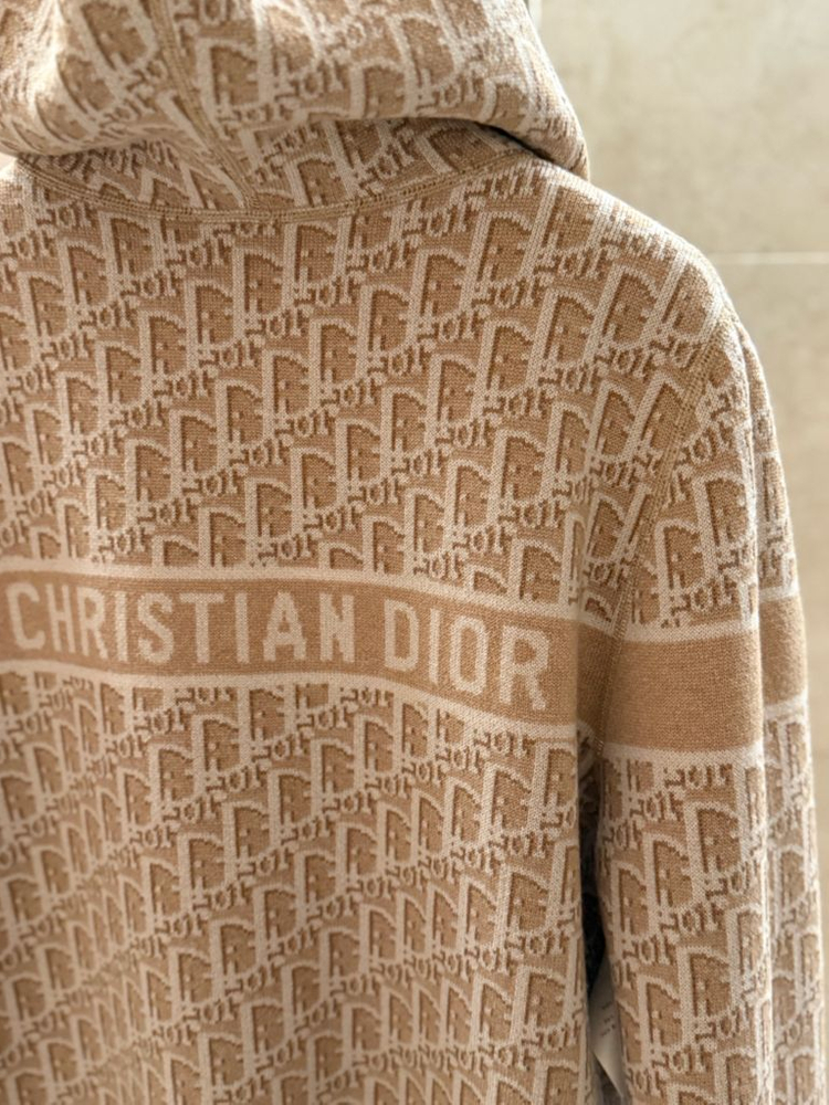 디올 캐시미어 리버서블 후드 지퍼 가디건--8