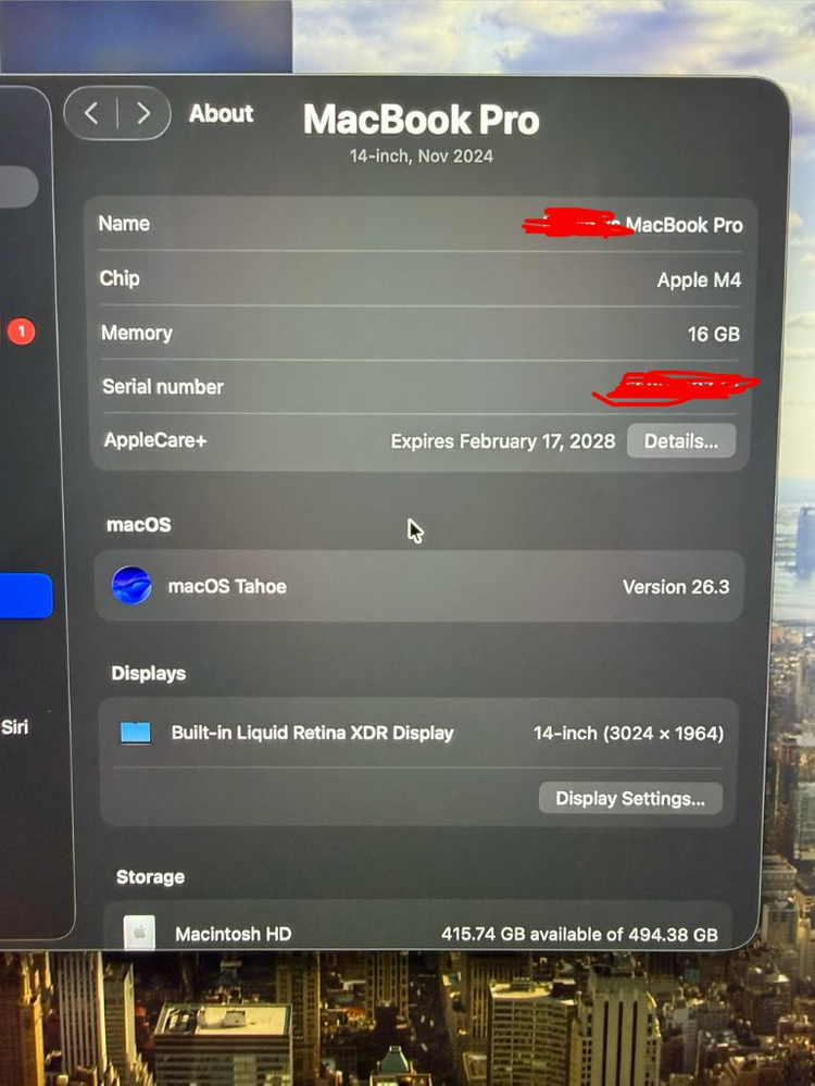 맥북프로 M4 16/512 스블 (애플케어+ 2028.2까지) 이미지