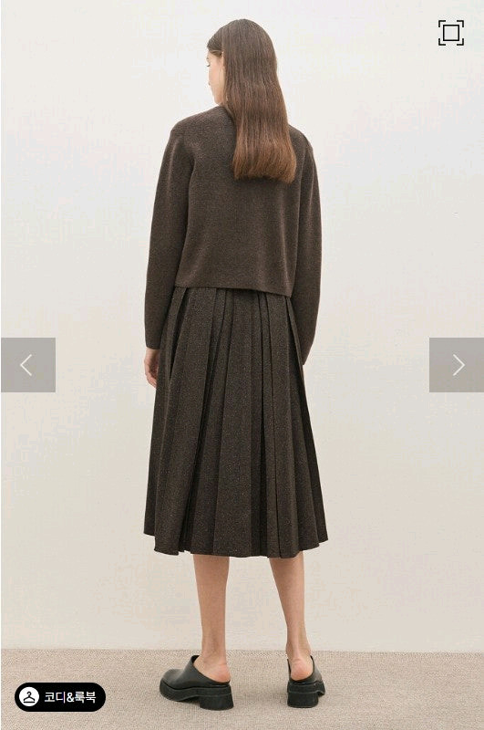 더캐시미어 캐100 멜란지 브이넥 니트 가디건 새거(한섬 타임 랑방)--2