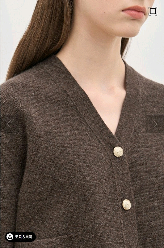 더캐시미어 캐100 멜란지 브이넥 니트 가디건 새거(한섬 타임 랑방)--3