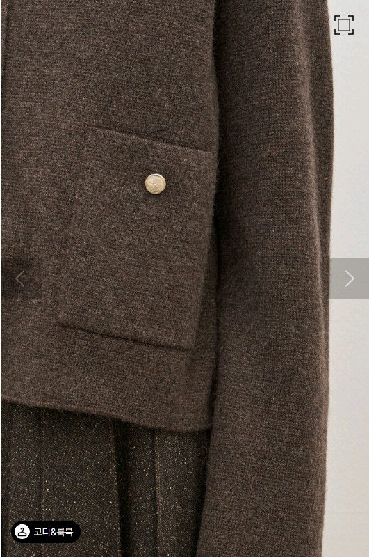 더캐시미어 캐100 멜란지 브이넥 니트 가디건 새거(한섬 타임 랑방)--4