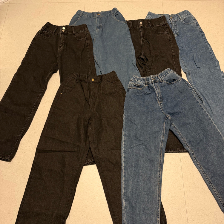 밴딩 와이드 데님 팬츠 청바지 66사이즈 일괄 (블루레이스, 바닐라비 등)--1