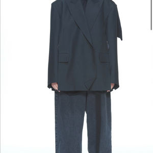 새상품) PUSHBUTTON 푸시버튼 블랙 스트랩 디테일 오버사이즈 자켓