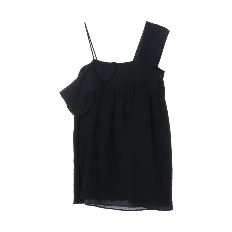 (새상품)버뮬라 블랙 텐셀 오프숄더 미니 원피스 드레스 S--1