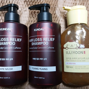 쿤달 카페인 탈모샴푸(화이트머스크,일랑일랑),지아자 샴푸,닥터포헤어 폴리젠 오리지널 샴푸,일리윤 모이스춰 스크럽워시