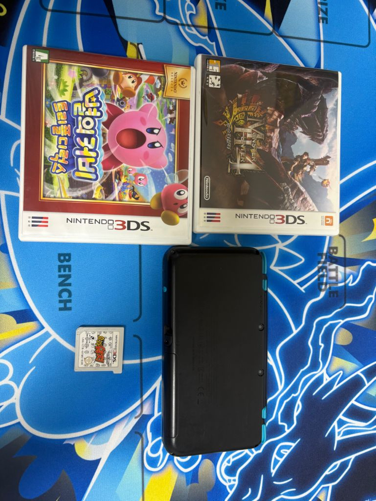 닌텐도 new 2ds xl +요괴워치 칩, 몬스터헌터, 별의커비 곽팩 이미지