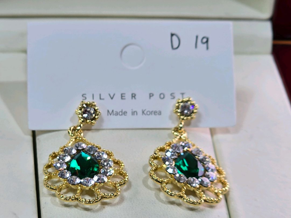 큐빅셋팅 드롭귀걸이--1