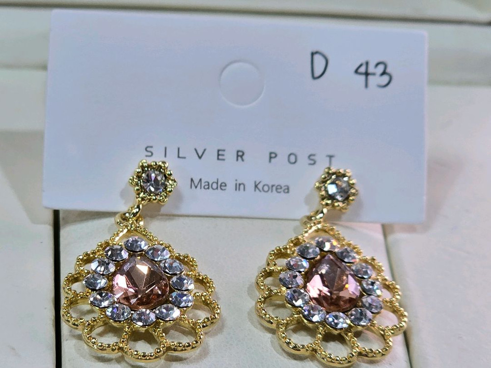 큐빅셋팅 드롭귀걸이--2