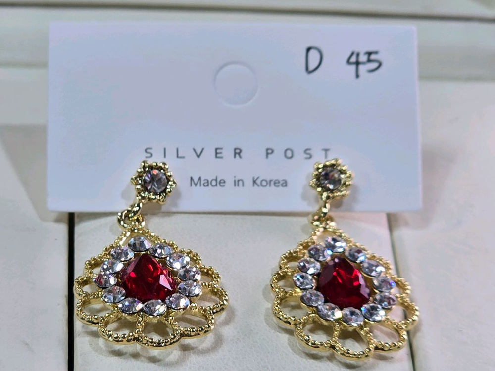 큐빅셋팅 드롭귀걸이--3