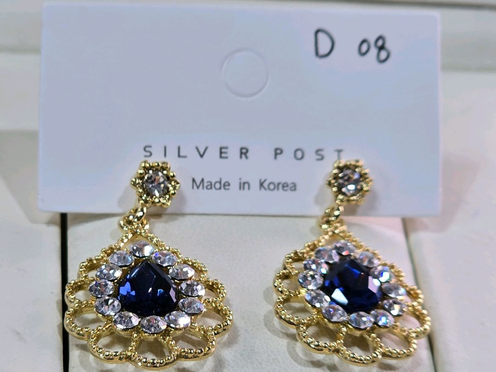 큐빅셋팅 드롭귀걸이--4