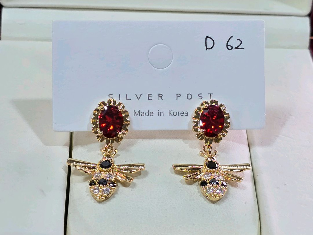 큐빅셋팅 925은침 드롭귀걸이--2