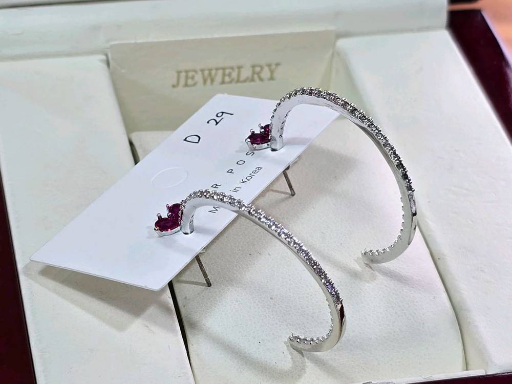 큐빅셋팅 925은침 드롭귀걸이--6