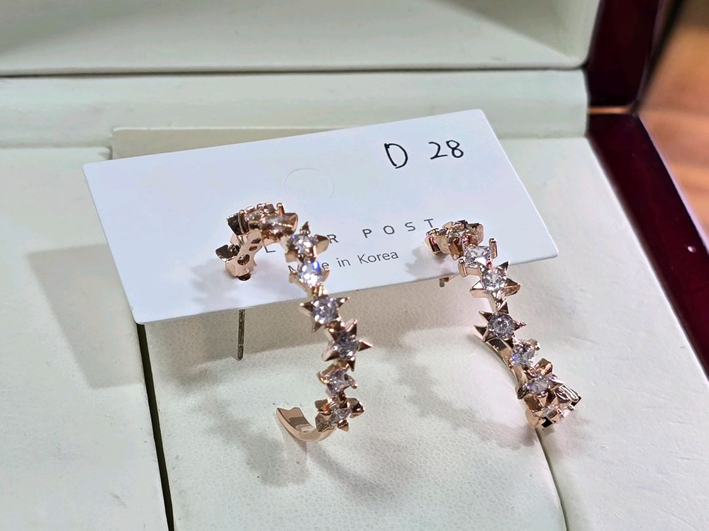 큐빅셋팅 925은침 드롭귀걸이--9