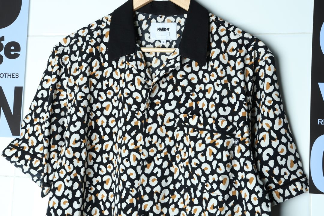 (M-L) 브랜드빈티지 반팔셔츠 남방 레오파드 얇은 이미지