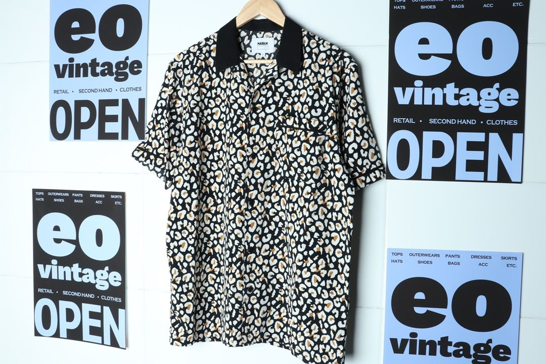 (M-L) 브랜드빈티지 반팔셔츠 남방 레오파드 얇은 이미지