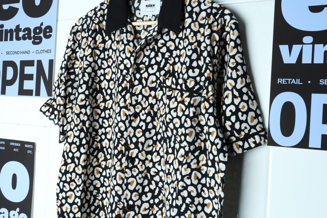 (M-L) 브랜드빈티지 반팔셔츠 남방 레오파드 얇은 이미지